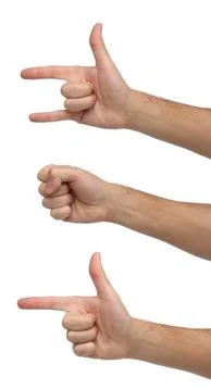 Three differents hand signs Stock Photos