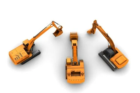 Three diggers Stock Photos