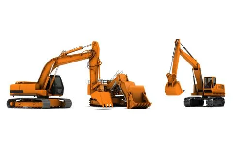 Three diggers Stock Photos