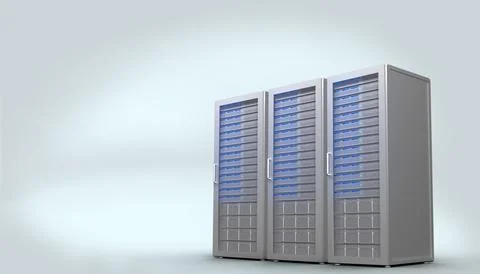 Three digital grey server towers Stock Illustration