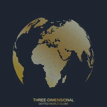 Three-dimensional abstract background planet. Dotted world globe, golden design イラスト素材