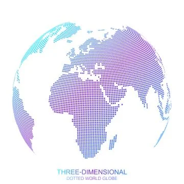 Three-dimensional abstract background planet. Dotted world globe, vector Illustrazione stock