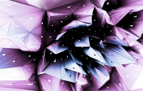 Three-dimensional abstract violet and blue shape constructed of triangles 스톡 일러스트