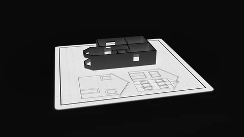 Three Dimensional Animated Background of House Home Build Progress Development Stock Footage 100768004