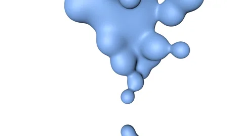Three-dimensional animated drop of blue on a white background. merging spheres.  Stock Footage 120577753