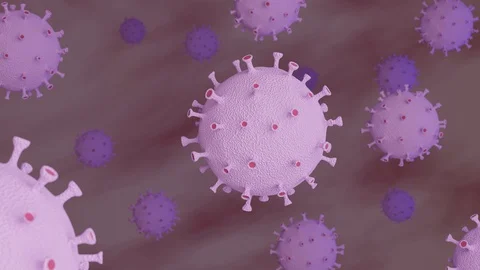 Three-dimensional animated representation of the coronavirus Stockbeeldmateriaal 128997099