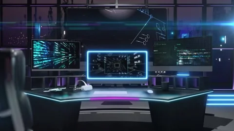 Three dimensional animation with computer table programming code. Stock Footage 281803849