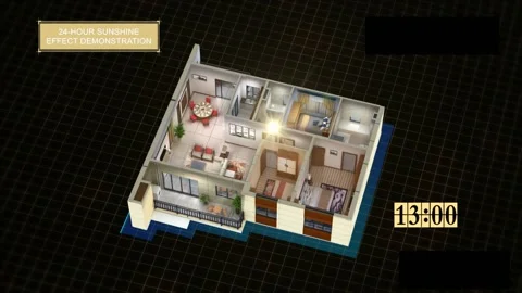 Three-dimensional animation for the demonstration of sunshine ventilation an 動画素材 237428482