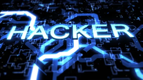 Three-dimensional animation of a digital background with the inscription hack Stock Footage 168570798
