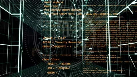 Three dimensional animation of modern holographic virtual gates. Cyber space Stock Footage 306809732