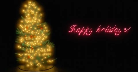 Three dimensional animation pine tree decorated with Christmas spheres and. Stock Footage 280441230