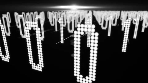 Three dimensional animation with white numbers in binary code. Camera moving Stock Footage 270016512