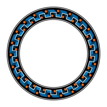 Three-dimensional appearing circular frame with meander pattern 스톡 일러스트