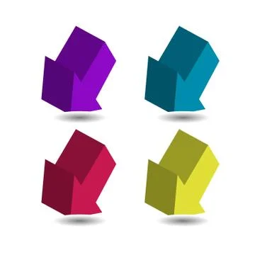 Three-dimensional Arrow Signs Set  Stock Illustration