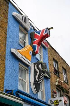 Three dimensional artwork on shop front on Camden High Street Stock Photos