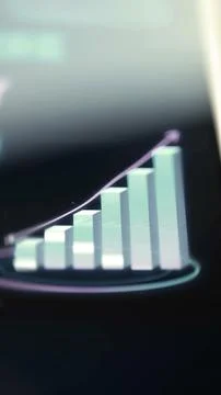 Three dimensional ascending column chart with a bright trend line Stock Photos