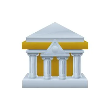 Three dimensional bank building facade icon Stock Illustration