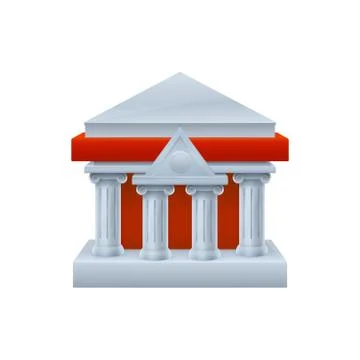 Three dimensional bank building facade icon Stock Illustration