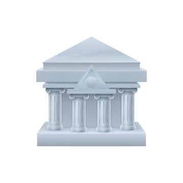Three dimensional bank building facade icon Ilustración de archivo