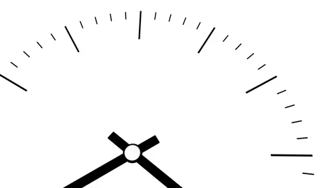 Three-dimensional black watch dial with rotating hands. looped time-lapse. 3d re Stock Footage 139425203