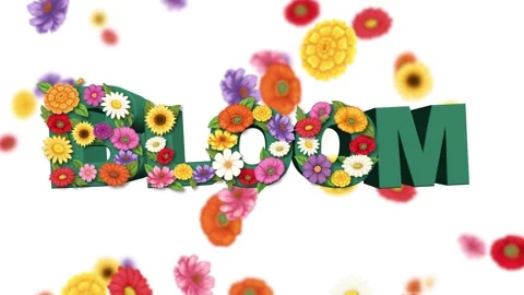 Three Dimensional Bloom Text Filling With Colorful Spring Flowers Stock Footage 334909518