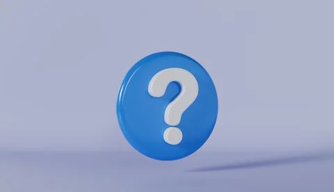 A three dimensional blue circle featuring a white question mark symbol Stock Photos