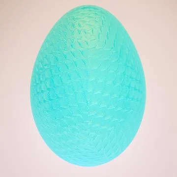 Three-dimensional blue egg with textured shell on a white background. 3d rend Stock Illustration