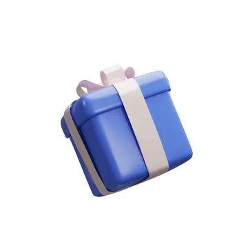 Three-dimensional blue gift box 5 Stock Illustration