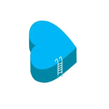 Three-dimensional blue heart with access ladder . isometric heart illustration. Stock Illustration