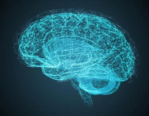Three-dimensional brain on a dark background Stock Illustration