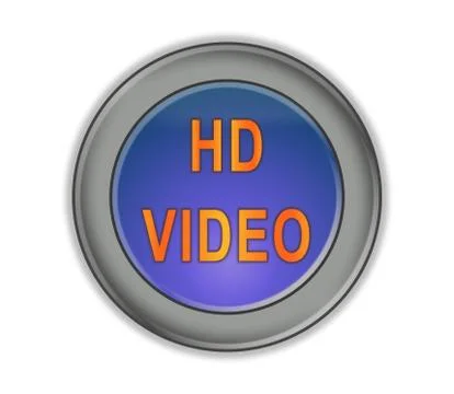 Three-dimensional button with the inscription "HD VIDEO", white background Stock Illustration