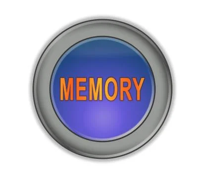 Three-dimensional button with the inscription "MAMORY", white background Stock Illustration