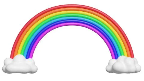 Three-dimensional cartoon rainbow isolated on white background. 3d illustra.. Stock Illustration