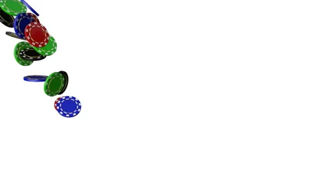 Three-dimensional casino chips are streaming on a white background. 3d rendering Stock Footage 116999920