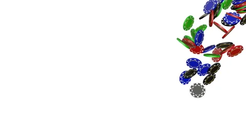 Three-dimensional casino chips are streaming on a white background. 3d rendering Stock Footage 117000204