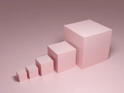 A three-dimensional chart in the form of increasing cubes. A growing trend. 3 Ilustración de archivo
