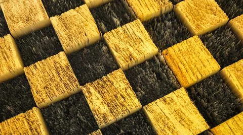 Three-dimensional chessboard background. abstract texture. 3d render illustra Stock Illustration