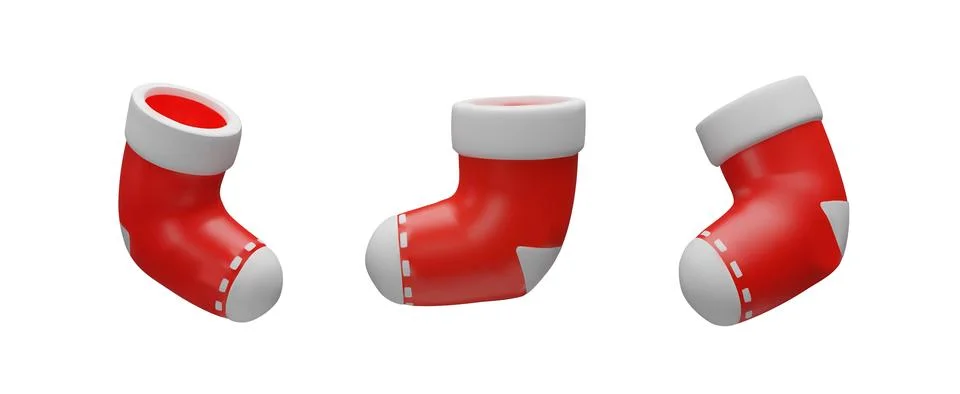 Three-dimensional Christmas sock set Stock Illustration