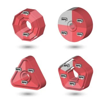 Three dimensional Circle and square charts Stock Illustration