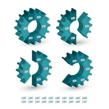 Three dimensional Circle gear chart Stock Illustration