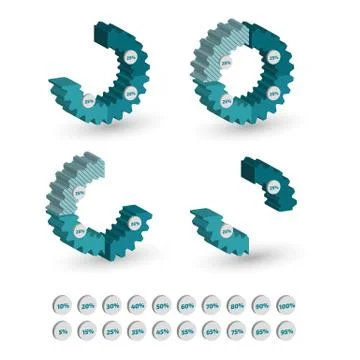 Three dimensional Circle gear chart Stock Illustration