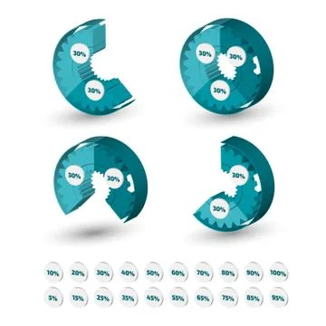 Three dimensional Circle gear chart Stock Illustration