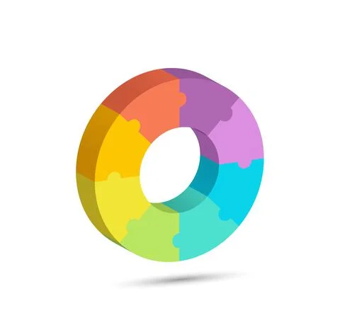 A three-dimensional circle of puzzle sectors for infographic diagrams and cre Stock Illustration