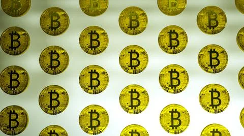 Three dimensional coin bitcoin symbol. cryptocurrency concept. gold coin with Stock Illustration
