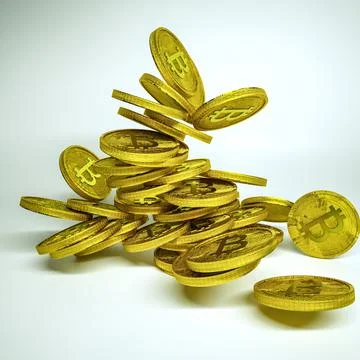 Three dimensional coin bitcoin symbol. cryptocurrency concept. gold coin with イラスト素材
