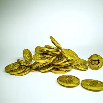 Three dimensional coin bitcoin symbol. cryptocurrency concept. gold coin with イラスト素材