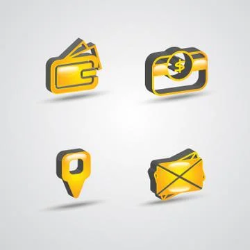Three dimensional commercial icon set Stock Illustration
