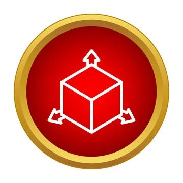 Three dimensional cube axes red icon design Illustrazione stock