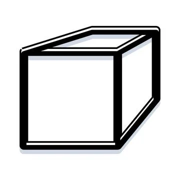 Three dimensional cube geometric shape line art 스톡 일러스트