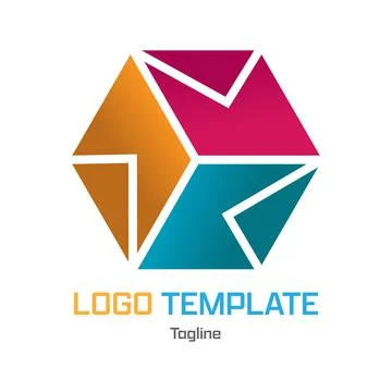 Three-dimensional cube template for a logo, sticker or brand of a business, c Stock Illustration